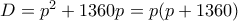 D=p^2+1360p=p(p+1360)