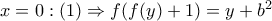 x=0: (1)\Rightarrow f(f(y)+1)=y+b^2