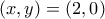 \displaystyle{\left( {x,y} \right) = \left( {2,0} \right)}