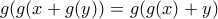 g(g(x+g(y))=g(g(x)+y)