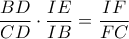 \dfrac{BD}{CD} \cdot \dfrac{IE}{IB}=\dfrac{IF}{FC}