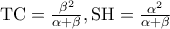 \textrm{TC}=\frac{\beta ^{2}}{\alpha +\beta },\textrm{SH}=\frac{\alpha ^{2}}{\alpha +\beta }