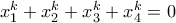 x_1^k+x_2^k+x_3^k+x_4^k=0