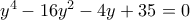 y^4-16y^2-4y+35=0
