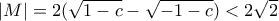 |M|=2(\sqrt{1-c}-\sqrt{-1-c})<2\sqrt{2}