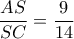 \dfrac {AS}{SC}=\dfrac {9}{14}