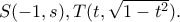 S(-1,s), T(t, \sqrt{1-t^2}).
