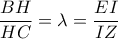 \dfrac{BH}{HC}=\lambda = \dfrac{EI}{IZ}