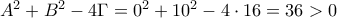 A^{2}+B^{2}-4\Gamma = 0^{2}+10^{2}-4\cdot 16=36>0
