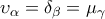 \upsilon _{\alpha }=\delta _{\beta }=\mu _{\gamma }