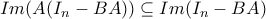 Im(A(I_n-BA)) \subseteq Im(I_n-BA)