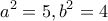 \displaystyle{a^2=5,b^2=4}