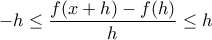 -h \leq \dfrac{f(x+h)-f(h)}{h}\leq h