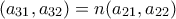 (a_{31},a_{32})=n(a_{21}, a_{22})
