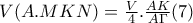 V(A.MKN)=\frac{V}{4}.\frac{AK}{A\Gamma } (7)