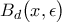 \displaystyle{B_{d} \big( x, \epsilon \big)}