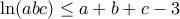 \displaystyle{\ln (abc)\leq a+b+c-3}