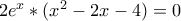 2e^x*(x^2-2x-4)=0