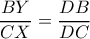 \dfrac{BY}{CX}=\dfrac{DB}{DC}