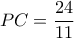 PC=\dfrac{24}{11}