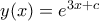 y(x)=e^{3x+c} y(x)=e^{3x+c}