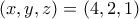 (x,y,z)=(4,2,1)
