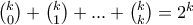 \binom {k}{0}+ \binom {k}{1} +...+\binom {k}{k} =2^k \binom {k}{0}+ \binom {k}{1} +...+\binom {k}{k} =2^k
