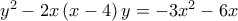 y^2-2x\left(x-4 \right)y=-3x^2-6x