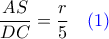 \dfrac{AS}{DC} = \dfrac{r}{5} \quad \color{blue} (1) \dfrac{AS}{DC} = \dfrac{r}{5} \quad \color{blue} (1)