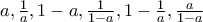 a, \frac{1}{a}, 1-a, \frac{1}{1-a}, 1-\frac{1}{a}, \frac{a}{1-a} a, \frac{1}{a}, 1-a, \frac{1}{1-a}, 1-\frac{1}{a}, \frac{a}{1-a}