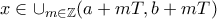 x \in \cup_{m \in \mathbb{Z}} (a+mT,b+mT)