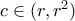 c\in (r,r^2)