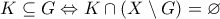 K\subseteq G\Leftrightarrow K\cap(X\setminus G)=\varnothing
