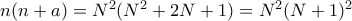 n(n+a)=N^2(N^2+2N+1) = N^2(N+1)^2