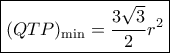 \boxed{ {(QTP)_{\min }} = \frac{{3\sqrt 3 }}{2}{r^2}}