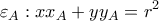 \displaystyle{\varepsilon _{A}:xx_{A}+yy_{A}=r^{2}}