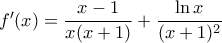 f'(x)=\dfrac{x-1}{x(x+1)}+\dfrac{\ln x}{(x+1)^{2}}