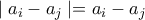 \mid a_i-a_j\mid =a_i-a_j