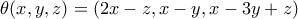 \displaystyle{\theta(x,y,z)=(2x-z,x-y,x-3y+z)}