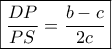 \displaystyle \boxed{\frac{{DP}}{{PS}} = \frac{{b - c}}{{2c}}} \displaystyle \boxed{\frac{{DP}}{{PS}} = \frac{{b - c}}{{2c}}}