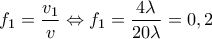 \displaystyle{{{f}_{1}}=\frac{{{v}_{1}}}{v}\Leftrightarrow {{f}_{1}}=\frac{4\lambda }{20\lambda }=0,2}
