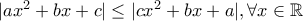 |ax^2+bx+c| \le |cx^2+bx+a|, \forall x \in \mathbb{R} |ax^2+bx+c| \le |cx^2+bx+a|, \forall x \in \mathbb{R}