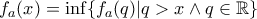 f_a(x)=\inf\{f_a(q)|q>x\wedge q\in\mathbb{R}\}
