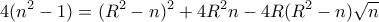 \displaystyle{4(n^2 -1)=(R^2 -n)^2 +4R^2 n-4R(R^2 -n)\sqrt{n}}