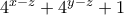 4^{x-z}+4^{y-z}+1