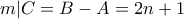 m|C=B-A=2n+1