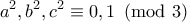 \displaystyle{a^2,b^2,c^2\equiv 0,1\pmod 3}