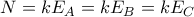 N = kE_A = kE_B = kE_C