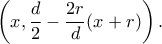 \left(x,\dfrac{d}{2}-\dfrac{2r}{d}(x+r)\right).