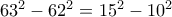63^2-62^2=15^2-10^2